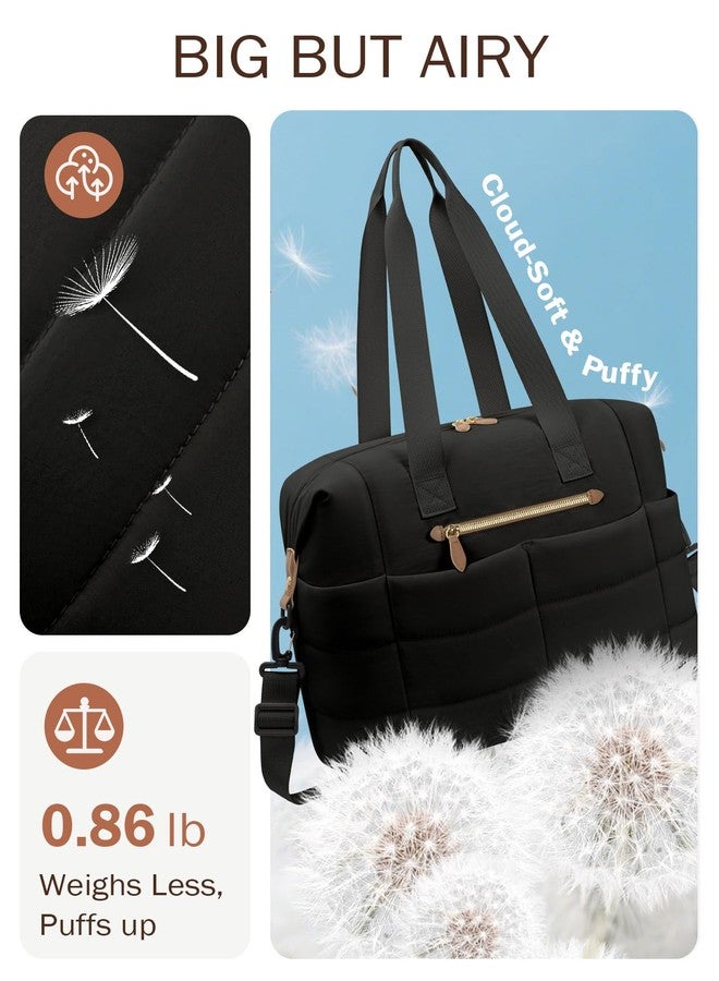Tuwubi Travel Duffel Bag, Puffer Gym Bag for Women Lightweight Weekender Overnight Bags, Carry On Tote For Spirit Airlines Personal Item Bags with Toiletry Pouch（Black, M) - Image 5